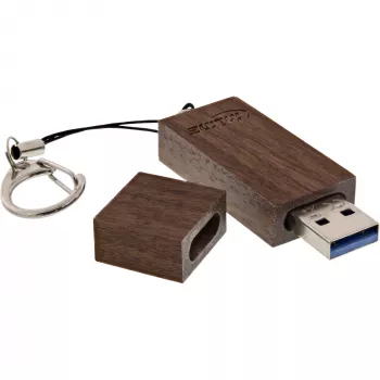 Pen drive USB 3.0 InLine, nogueira, com porta-chaves, 128 GB