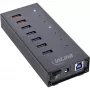 Hub InLine USB 3.2 Gen.1 7 portas caixa em alumínio com fonte de alimentação 2,5A, preto