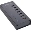Hub InLine USB 3.2 Gen.1 7 portas caixa em alumínio com fonte de alimentação 2,5A, preto
