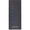 Hub InLine USB 3.2 Gen.1 7 portas caixa em alumínio com fonte de alimentação 2,5A, preto
