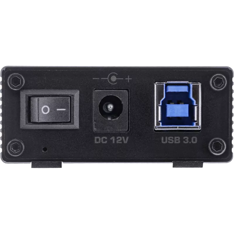 Hub InLine USB 3.2 Gen.1 7 portas caixa em alumínio com fonte de alimentação 2,5A, preto