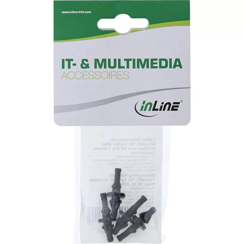 Desacoplador para ventoinha InLine, para ventoinhas de todas as dimensões de 60 a 120 mm, 4 unid. pack