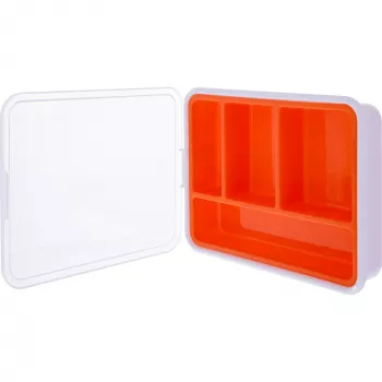Caixa de peças pequenas InLine, 4 compartimentos, 180x140x40mm, laranja
