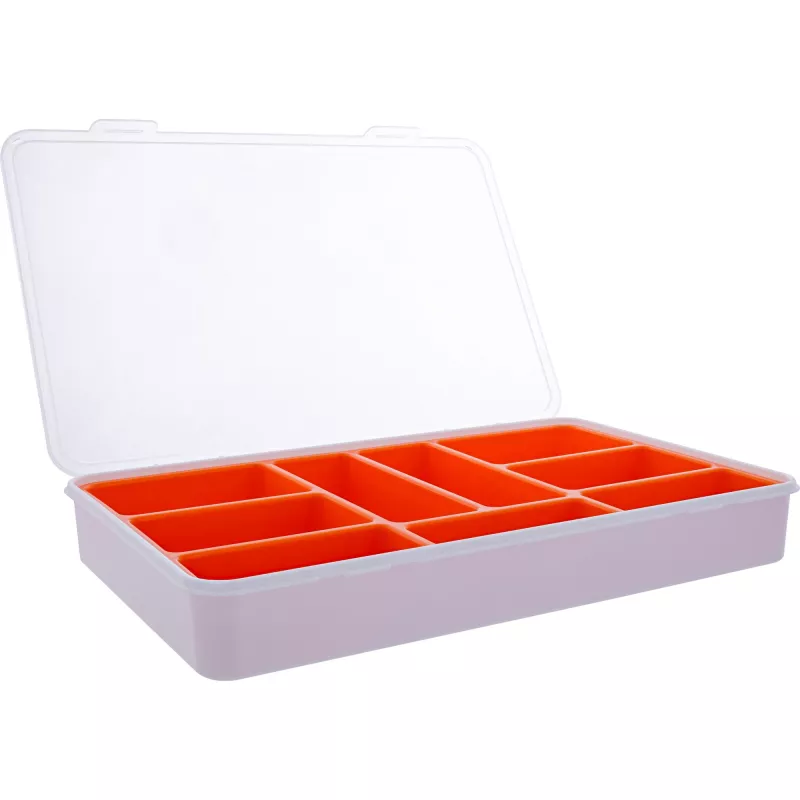 Caixa de peças pequenas InLine, 9 compartimentos, 290x185x45mm, laranja