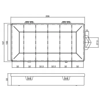 Caixa de peças pequenas InLine, 6 compartimentos, 206x107x33mm, transparente