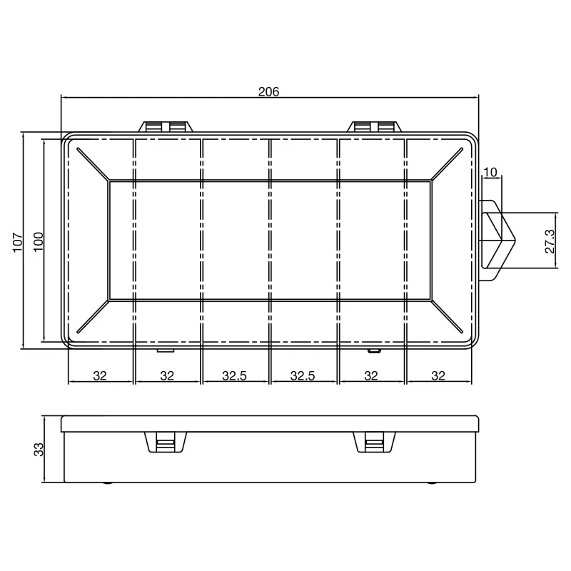 Caixa de peças pequenas InLine, 6 compartimentos, 206x107x33mm, transparente