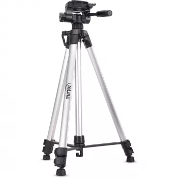 Tripé profissional InLine leve prateado capacidade de carga 5 kg altura 173 cm