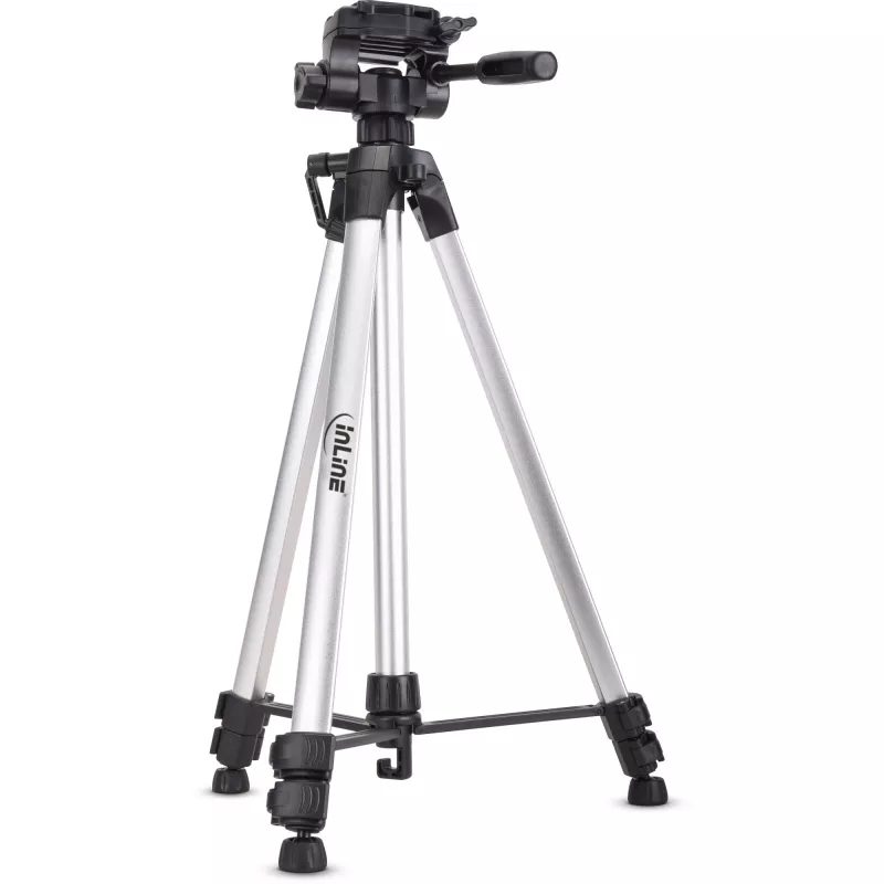 Tripé profissional InLine leve prateado capacidade de carga 5 kg altura 173 cm