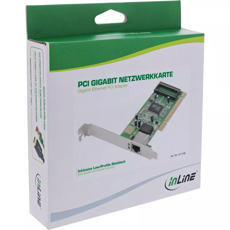 Adaptador Gigabit Ethernet PCI InLine 1x RJ45 interface anfitriã PCI
