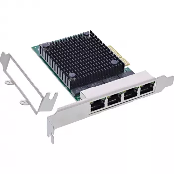 Placa de rede Quad Gigabit InLine, 4x RJ45 2,5 Gbit/s, PCIe x4, incl. chapa LP