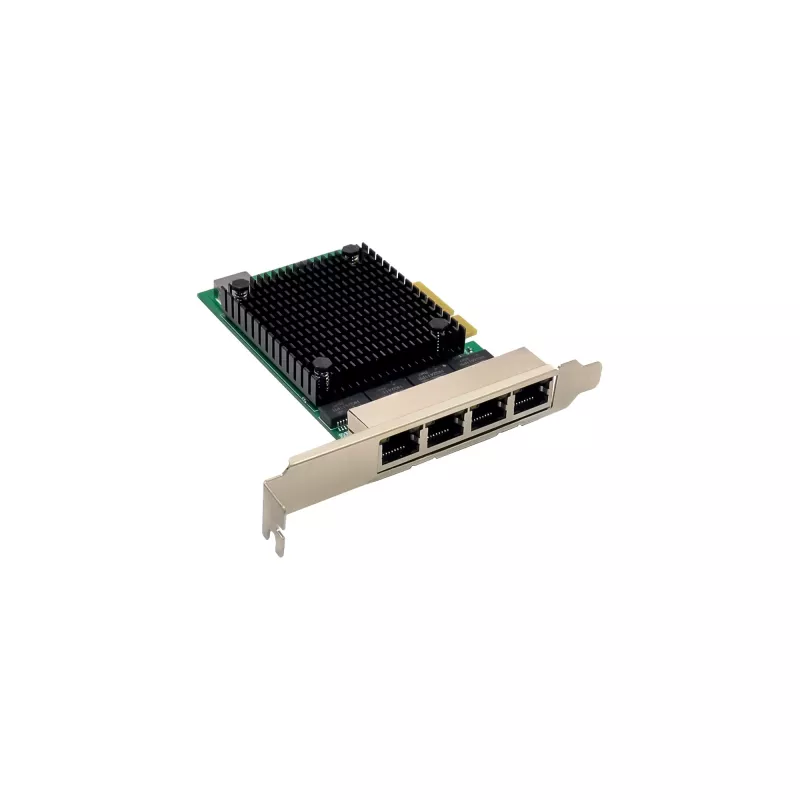 Placa de rede Quad Gigabit InLine, 4x RJ45 2,5 Gbit/s, PCIe x4, incl. chapa LP