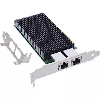 Placa de rede Dual 10-Gigabit InLine, 2x RJ45 10Gb/s, PCIe x8, incl. suporte LP