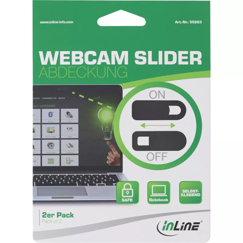 Tampa deslizante para webcam InLine, preta, 2 unid.