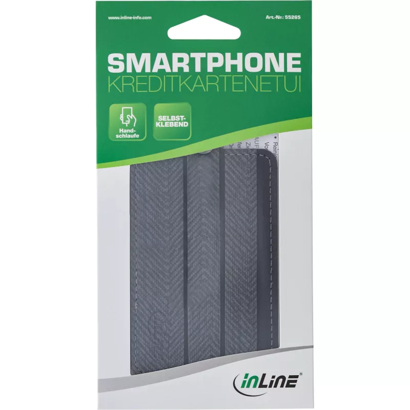 Estojo para cartão de crédito para smartphone InLine, com alça de mão, preto