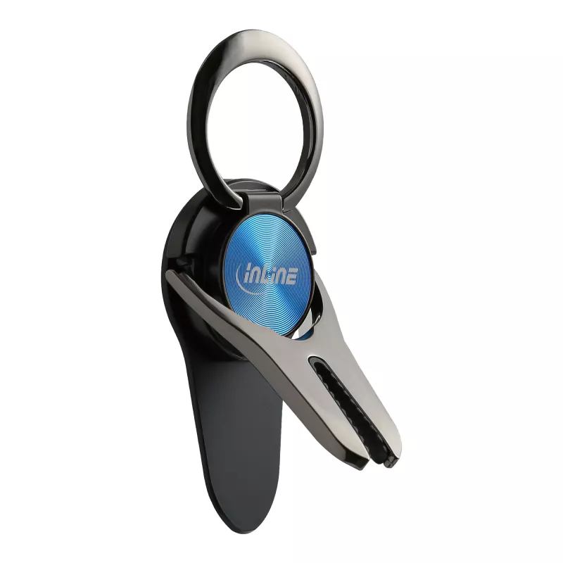 Suporte de automóvel 3-em-1 para smartphone InLine, suporte, anel para dedo, azul