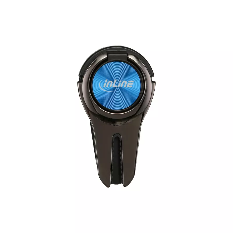 Suporte de automóvel 3-em-1 para smartphone InLine, suporte, anel para dedo, azul