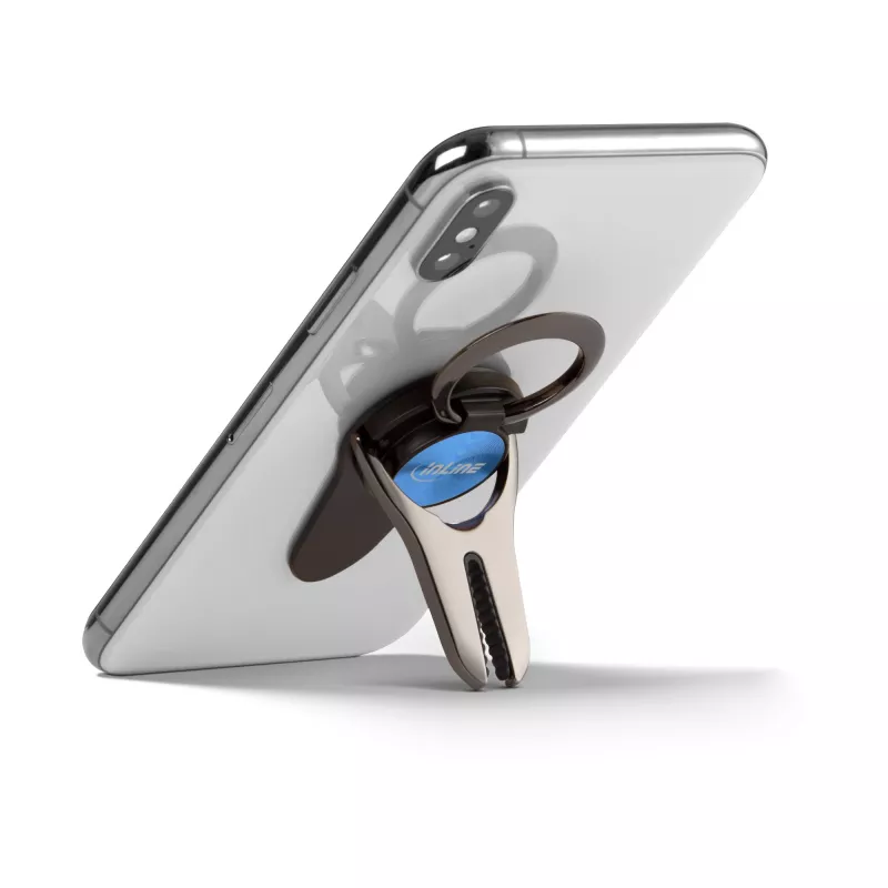 Suporte de automóvel 3-em-1 para smartphone InLine, suporte, anel para dedo, azul