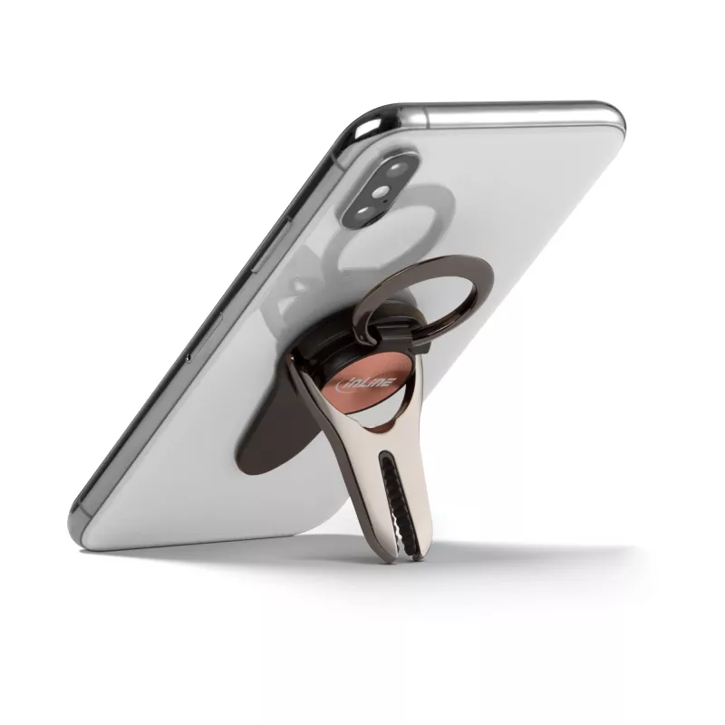 Suporte de automóvel 3-em-1 para smartphone InLine, suporte, anel para dedo, ouro rosa