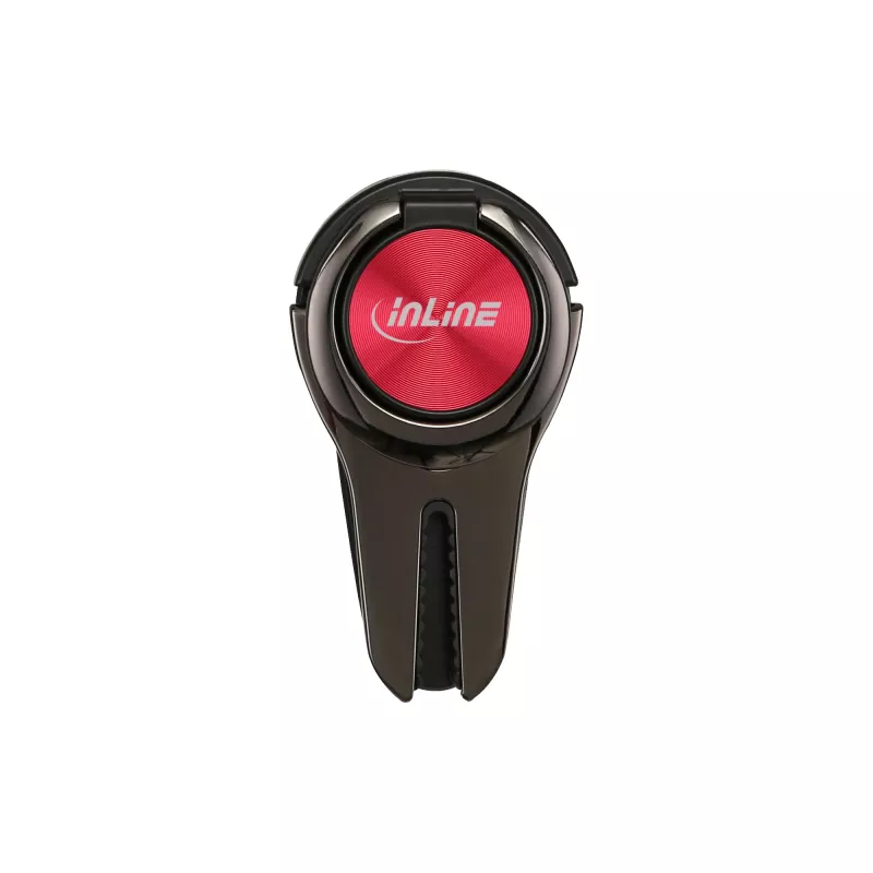 Suporte de automóvel 3-em-1 para smartphone InLine, suporte, anel para dedo, vermelho