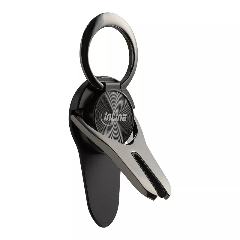 Suporte de automóvel 3-em-1 para smartphone InLine, suporte, anel para dedo, preto