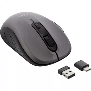 Rato InLine 3-em-1, Bluetooth + 2x 2,4 GHz, 5 botões, ótico, cinzento/preto