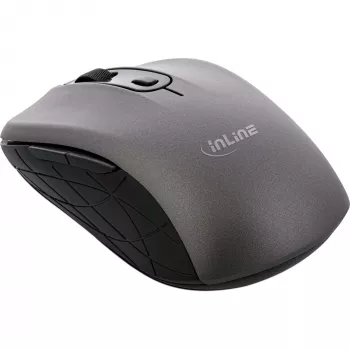Rato InLine 3-em-1, Bluetooth + 2x 2,4 GHz, 5 botões, ótico, cinzento/preto
