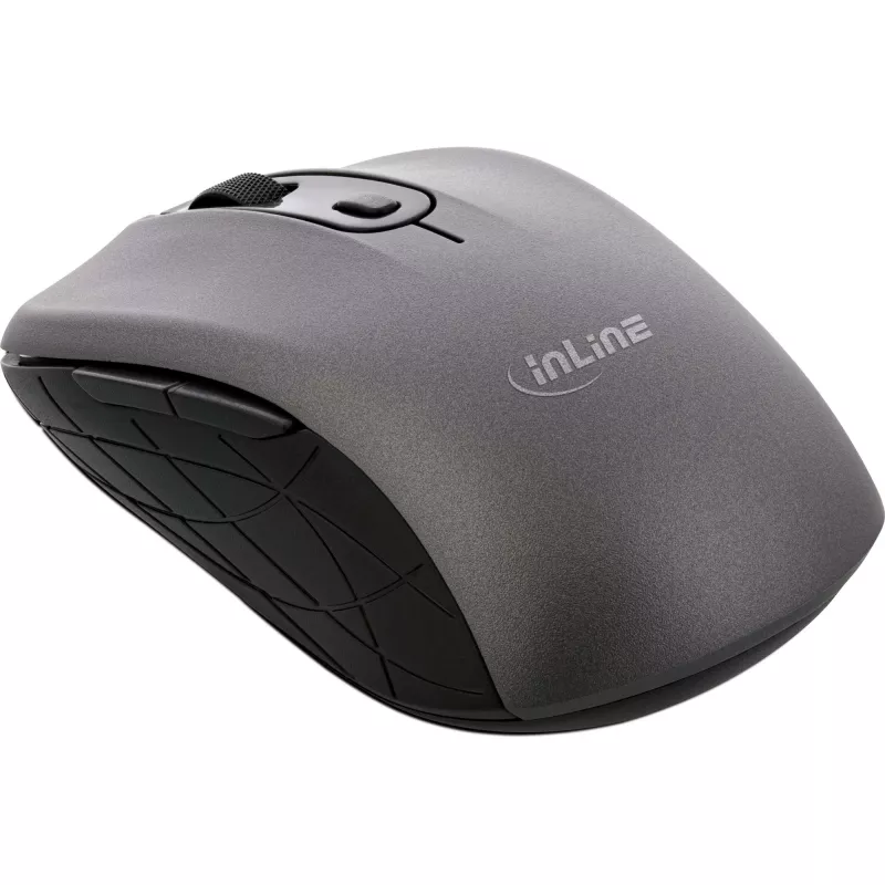 Rato InLine 3-em-1, Bluetooth + 2x 2,4 GHz, 5 botões, ótico, cinzento/preto