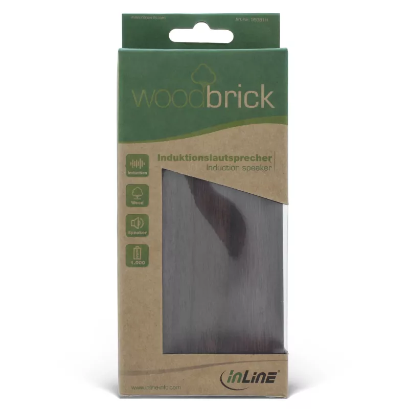 InLine woodbrick, altifalante de indução em caixa de madeira verdadeira
