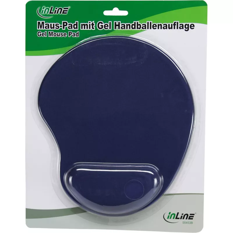 Tapete de rato InLine, apoio de pulso em gel, 230 x 205 x 20 mm, azul