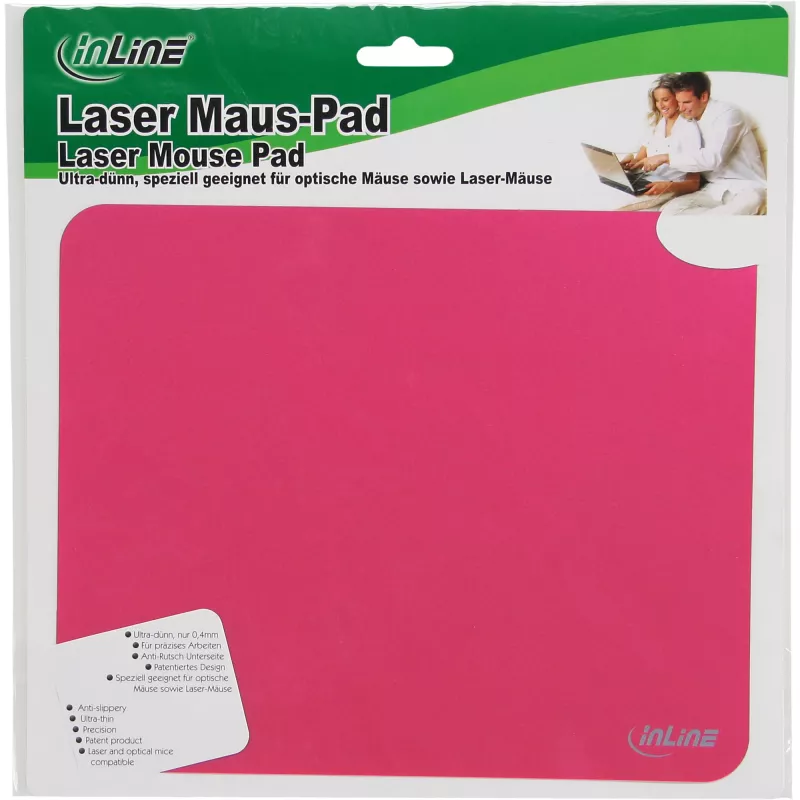 Tapete de rato InLine 55456R laser ultrafino vermelho 220x180x0,4mm