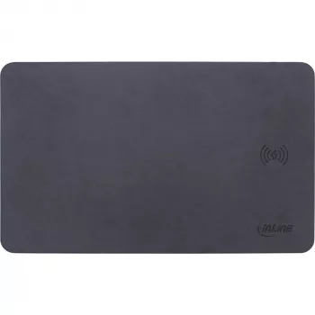 Tapete de rato InLine, carregamento sem fios, 370x225x7mm, preto