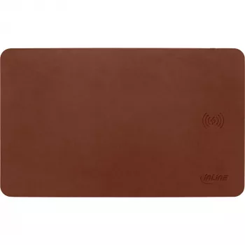 Tapete de rato InLine, carregamento sem fios, 370x225x7mm, castanho