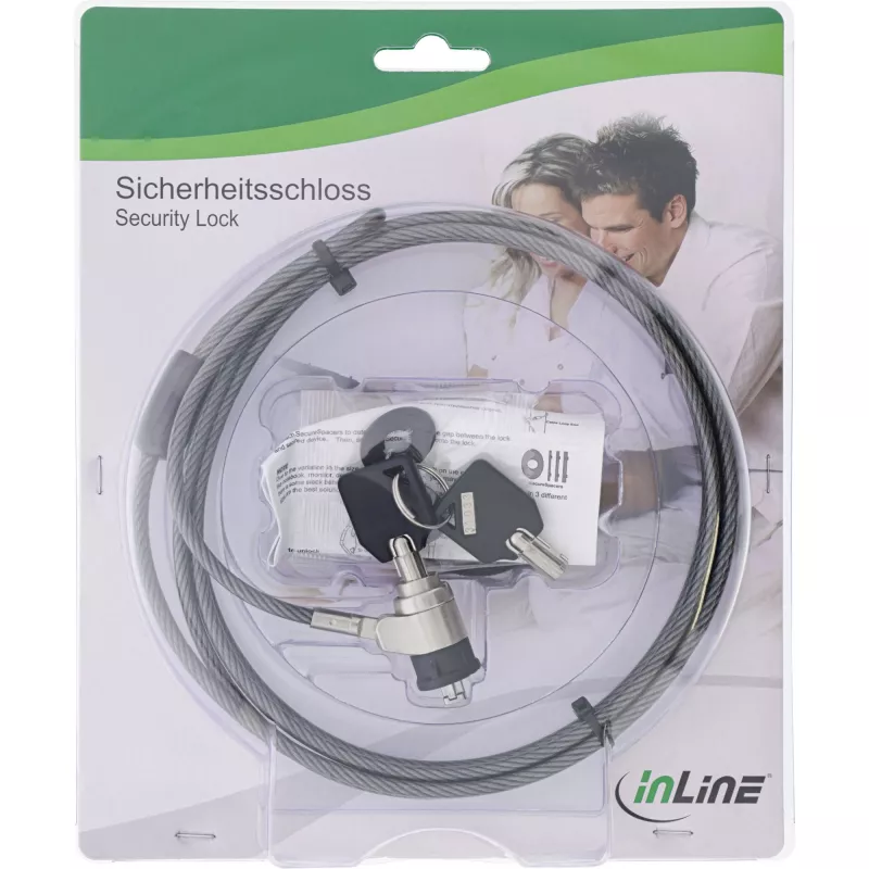 Cadeado de segurança para portátil InLine com chave 4,4mm x 2m
