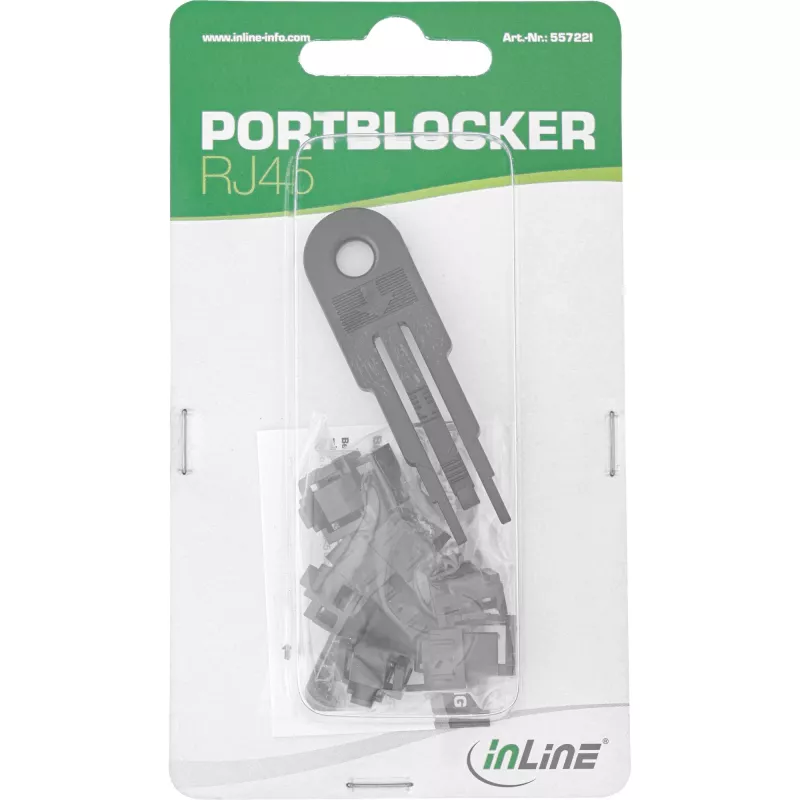 Bloqueador de porta RJ45 InLine, conjunto inicial com 10 bloqueadores e chave, preto
