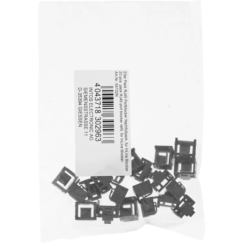 Bloqueador de porta RJ45 InLine, recarga de 20, preto