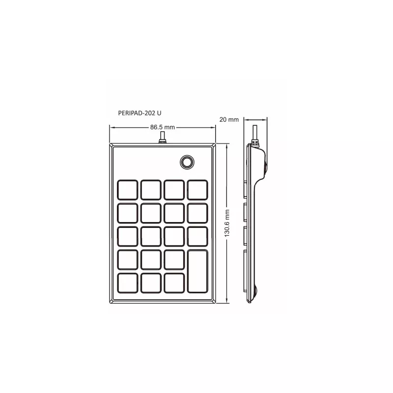 Perixx PERIPAD-202U teclado numérico USB-A preto (57161E)