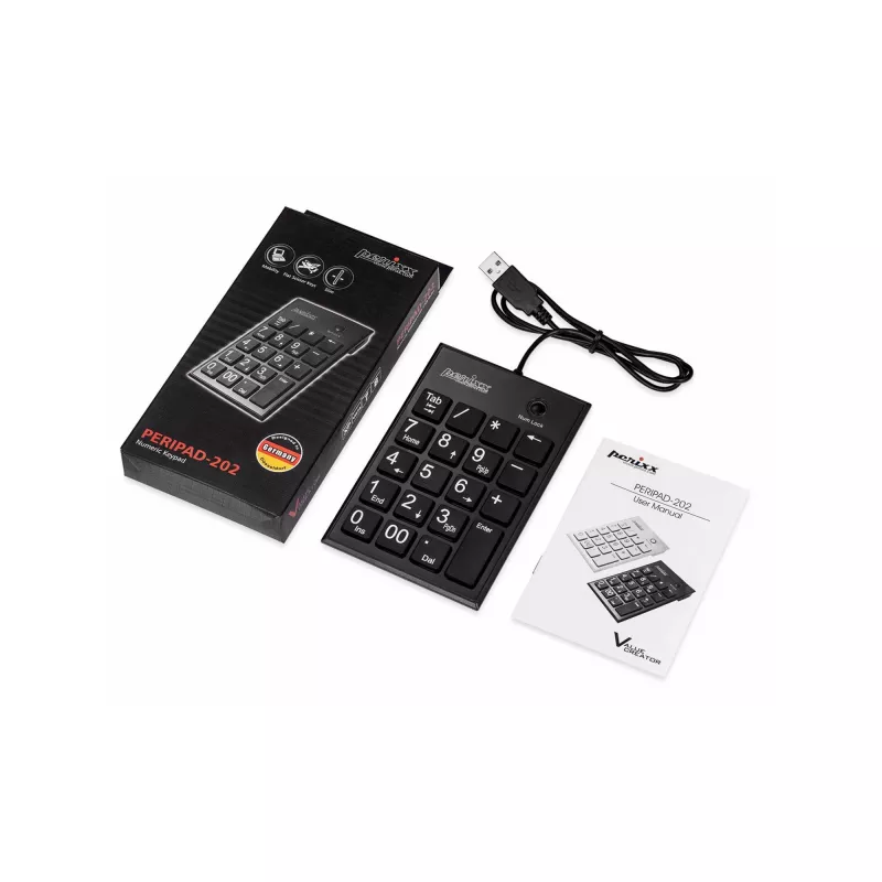 Perixx PERIPAD-202U teclado numérico USB-A preto (57161E)