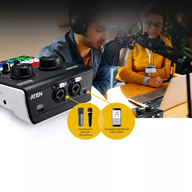 Misturadora de áudio ATEN MicLIVE 6-CH 6 canais 24 Bit 96 kHz