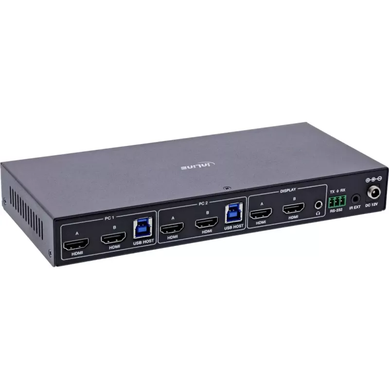 InLine 57885F Comutador KVM, de 2 vias, HDMI, 4K60Hz, monitor duplo