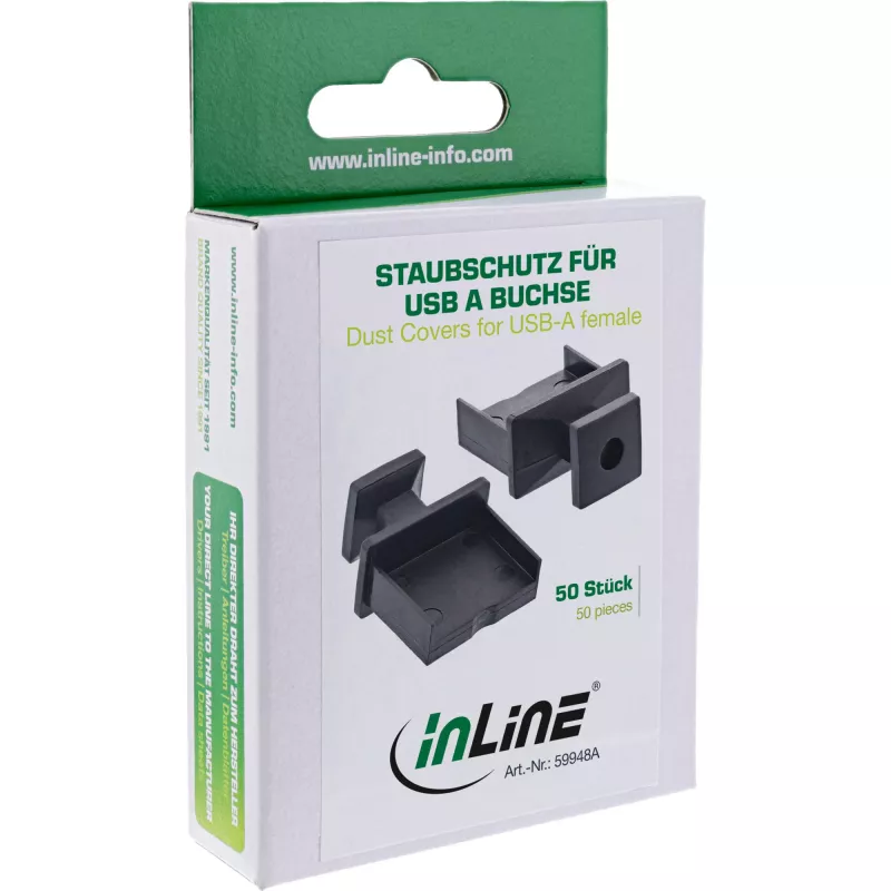 Tampas de proteção contra pó para conector fêmea USB-A InLine 59948A preto 50 unid.