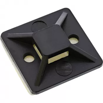 Placas adesivas para fixação de abraçadeiras InLine 40×40 mm preto, 10 unid.