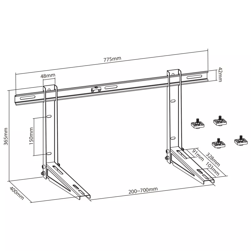 InLine 59998A Suporte para unidade exterior de ar condicionado split ou bomba de calor, branco