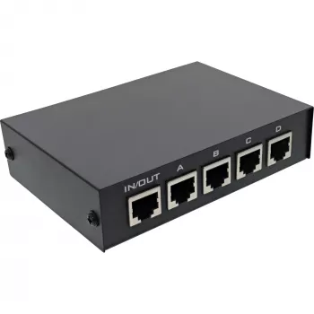 Comutador RJ45 manual InLine 1 para 4, 5x conector fêmea RJ45 Fast Ethernet