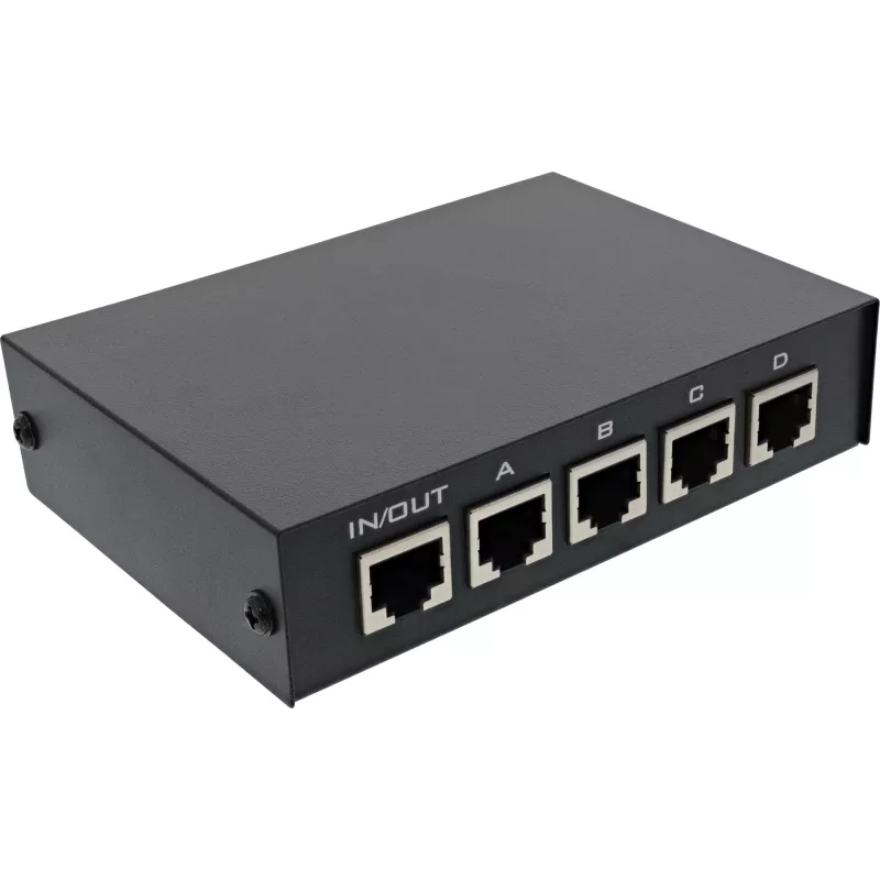 Comutador RJ45 manual InLine 1 para 4, 5x conector fêmea RJ45 Fast Ethernet