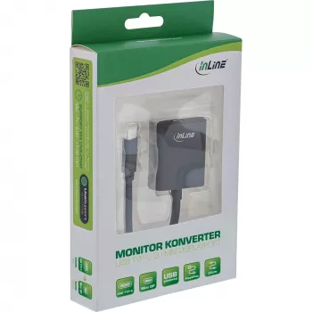 Conversor de vídeo USB InLine, ficha USB-C para Mini-DisplayPort, 4K/60Hz, preto