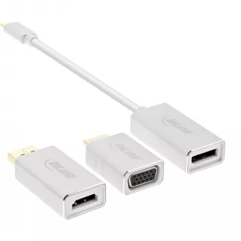 Conjunto de conversores de vídeo USB InLine 6-em-1, 4K/60Hz prateado