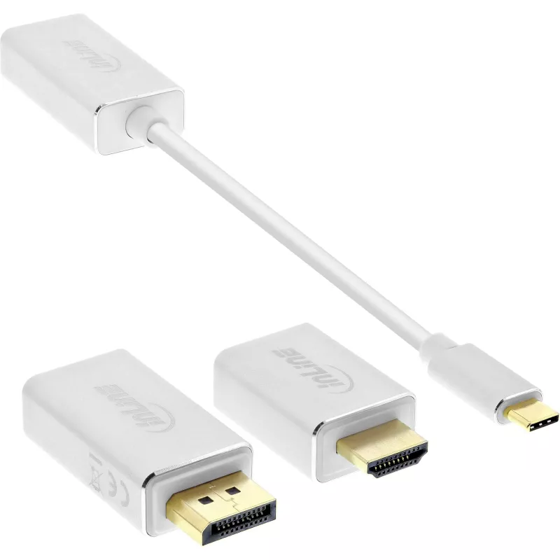 Conjunto de conversores de vídeo USB InLine 6-em-1, 4K/60Hz prateado