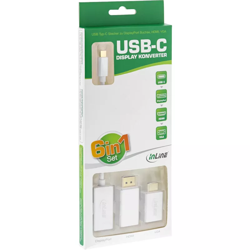 Conjunto de conversores de vídeo USB InLine 6-em-1, 4K/60Hz prateado