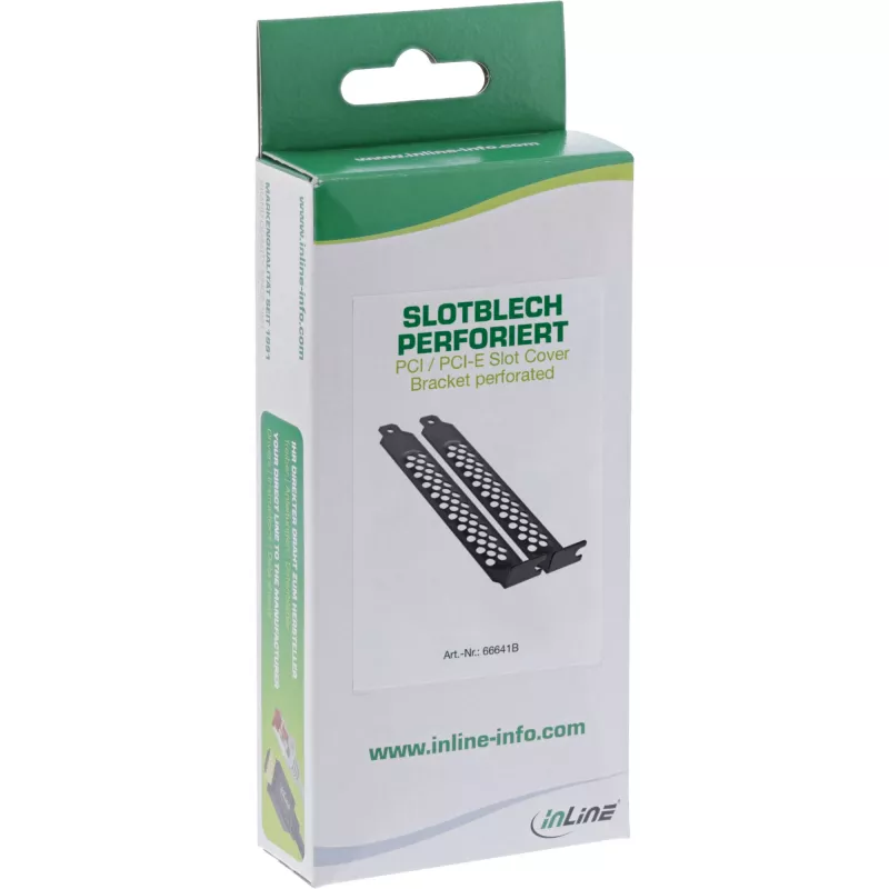 Conjunto de chapas para slots PCI / PCI-E InLine, perfurado, 2 unid., preto