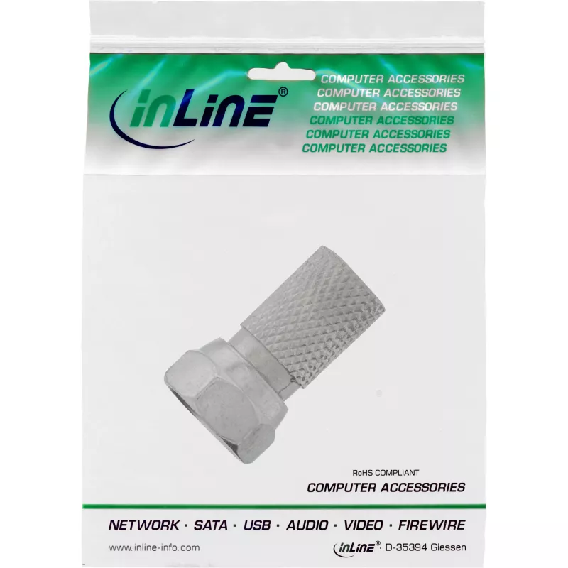 Ficha F macho InLine para cabo coaxial com bainha de 7,5 mm